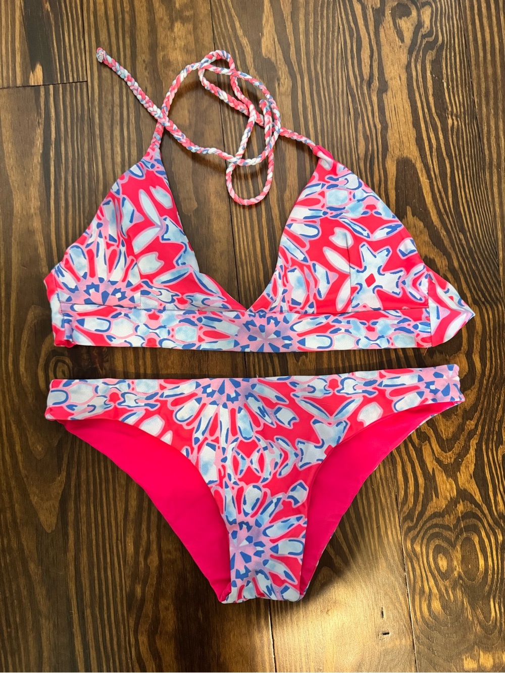 Pink Patterned Two-Piece Bikini Set